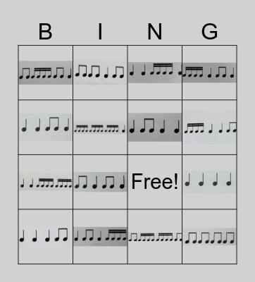 Rhythm Bingo: Intermediate Bingo Card