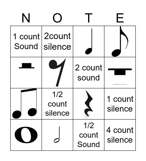 Musical Notes Values Bingo Card
