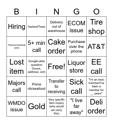 Phone calls Bingo Card