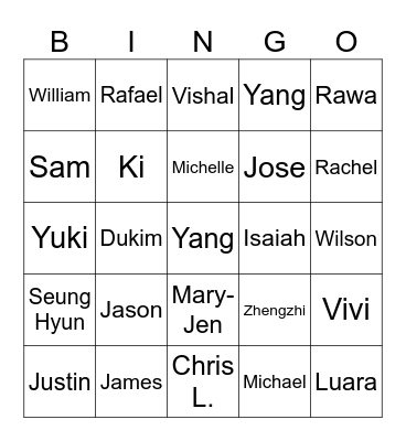 Get to Know You Bingo Card