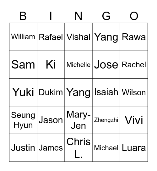 Get to Know You Bingo Card