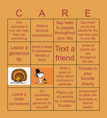 Gratitude BINGO Card