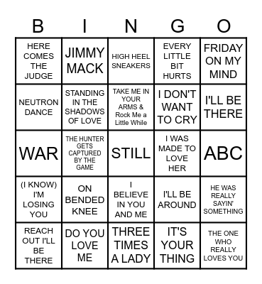 MB # 95  - MOTOWN!!! Bingo Card