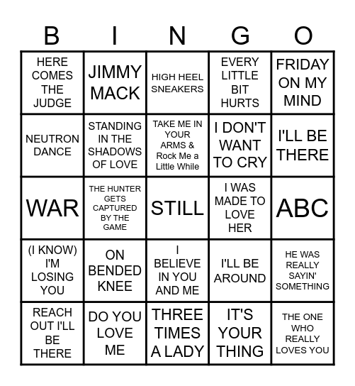 MB # 95  - MOTOWN!!! Bingo Card