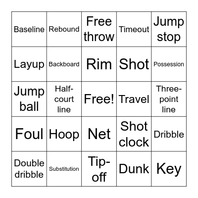 Basic Ball Bingo Card