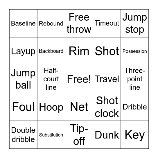 Basic Ball Bingo Card