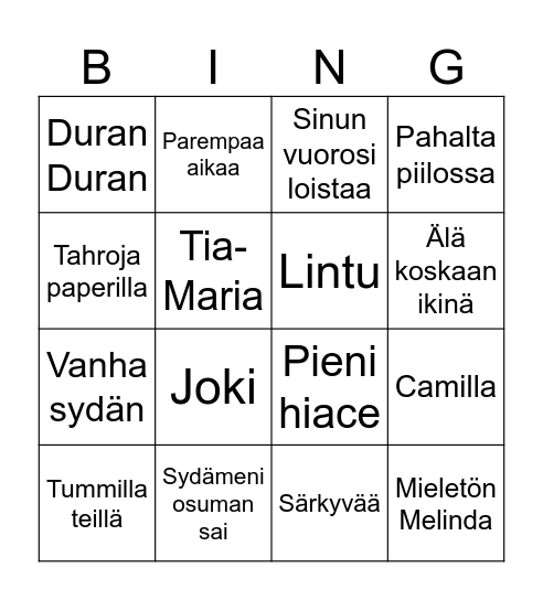 Musa Bingo Card