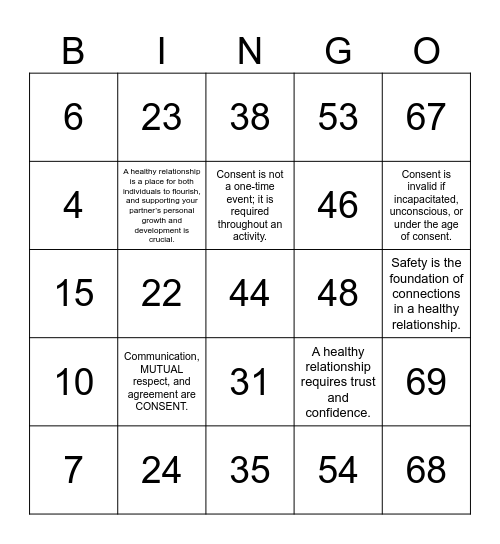 Number Bingo 1-75 Bingo Card