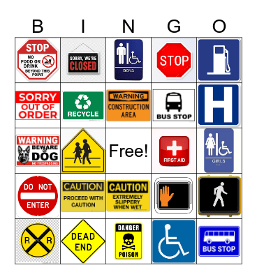 Community and Safety Signs Bingo Card