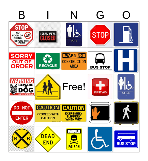 Community and Safety Signs Bingo Card