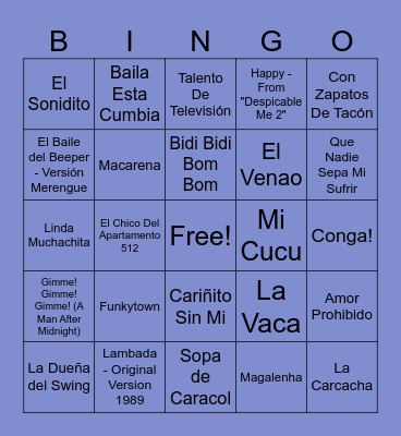 BINGO MUSICAL Bingo Card