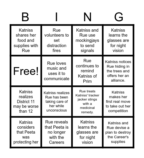 HG Chapter 15 Bingo Card