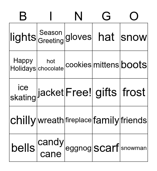 Holiday Bingo Card