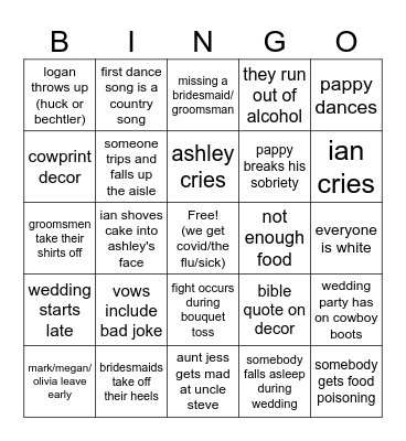 ashley & ian wedding Bingo Card