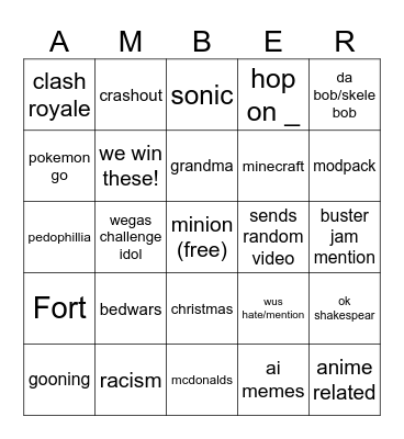 amber bingo Card