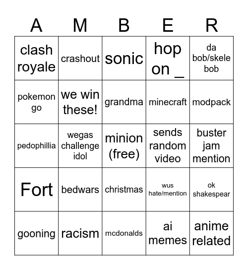 amber bingo Card