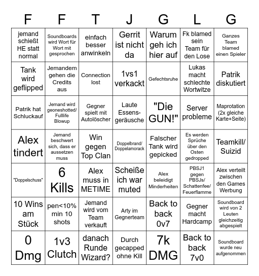 JA JA Kampa Bingo Card
