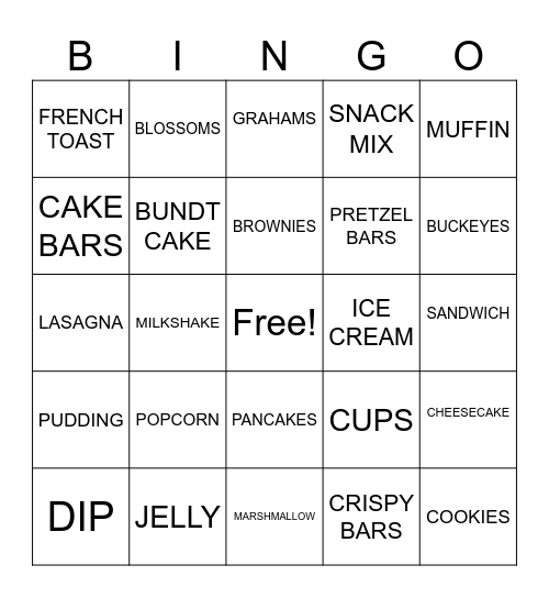 PEANUT BUTTER Bingo Card