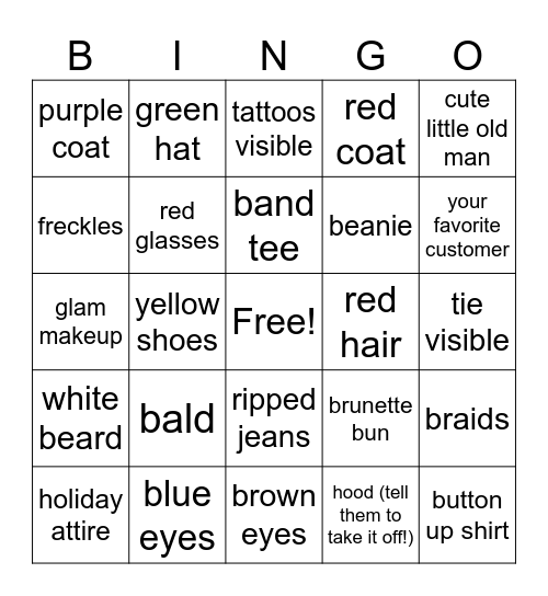 BANK OBSERVATION BINGO Card