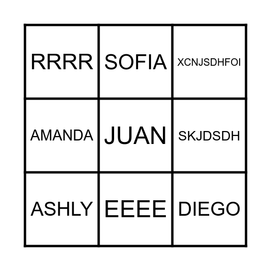 Bingo Musical Bingo Card