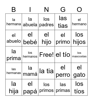 Familia Loteria Bingo Card
