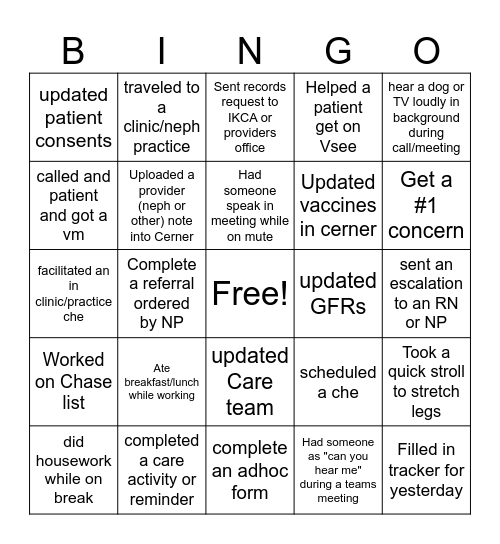 CC Bingo Card Bingo Card