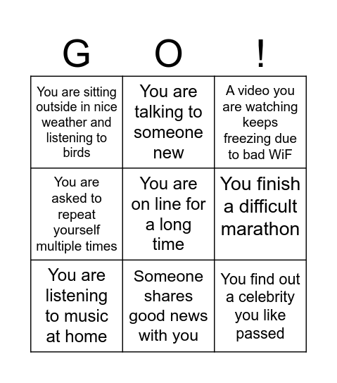 Emotions Bingo! Bingo Card