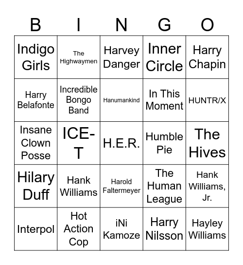 Game #1 HI! Bingo Card