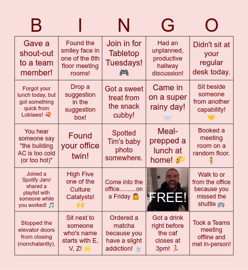 OFFICE COMEBACK BINGO Card