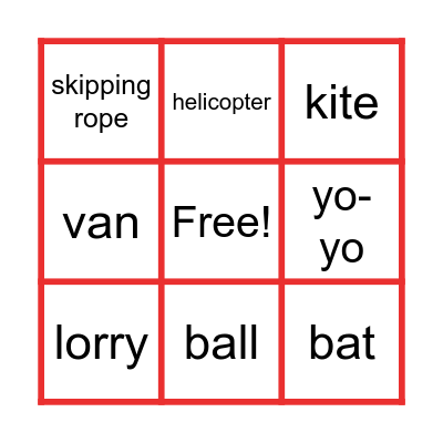 Toys Bingo Card