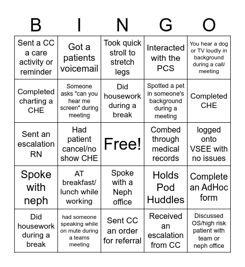 NP Bingo Card