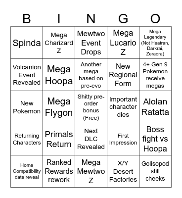 LEGENDS ZA DLC EXTRAVAGANZA Bingo Card