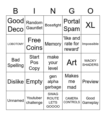 Skill Issue Bingo Card