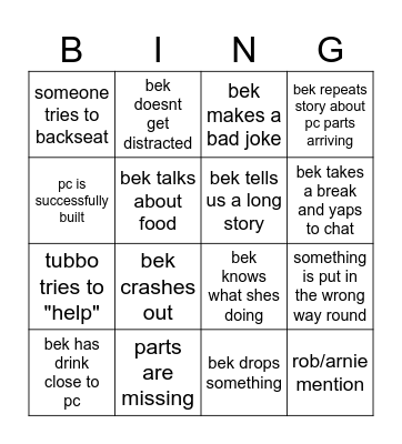 BekBuildsPC Bingo Card
