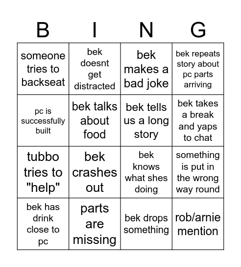 BekBuildsPC Bingo Card