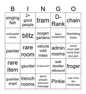 pressure Bingo Card