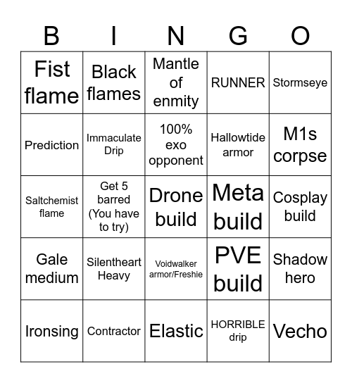 Chime bingo Card