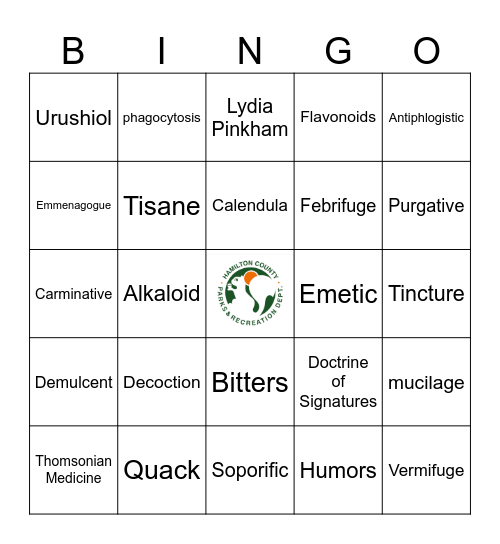 Medicinal Native Plants Bingo Card