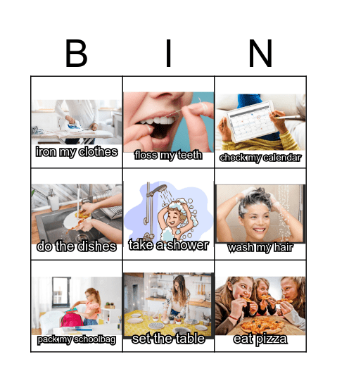Chores Bingo Card