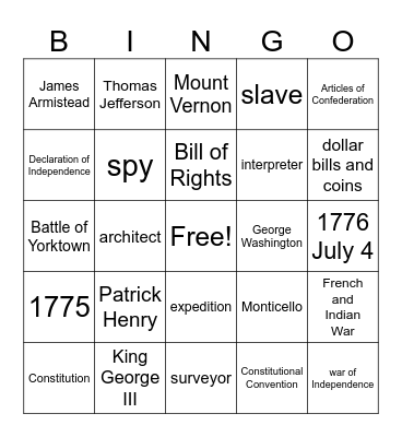 ESL HISTORY CH 10-13 Bingo Card