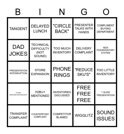 Marketing Meeting 2025 Bingo Card