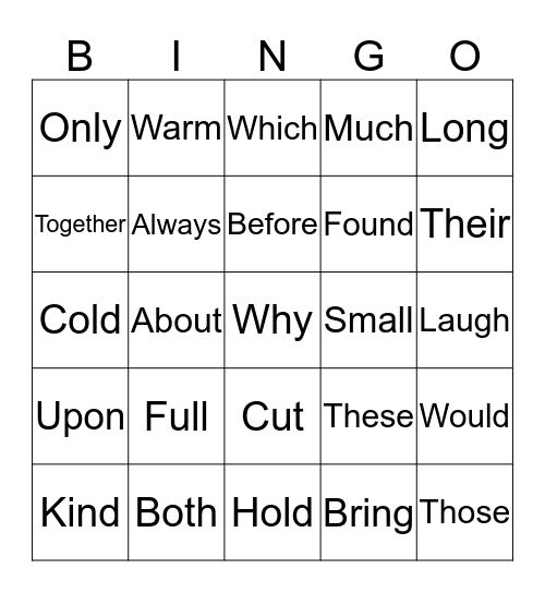 Core Word Bingo! Bingo Card