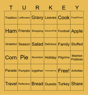 Thanksgiving ASL! Bingo Card