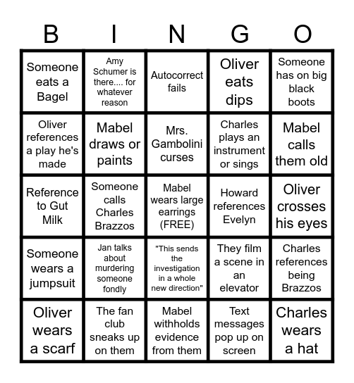 Only Murders In The Building Bingo Card