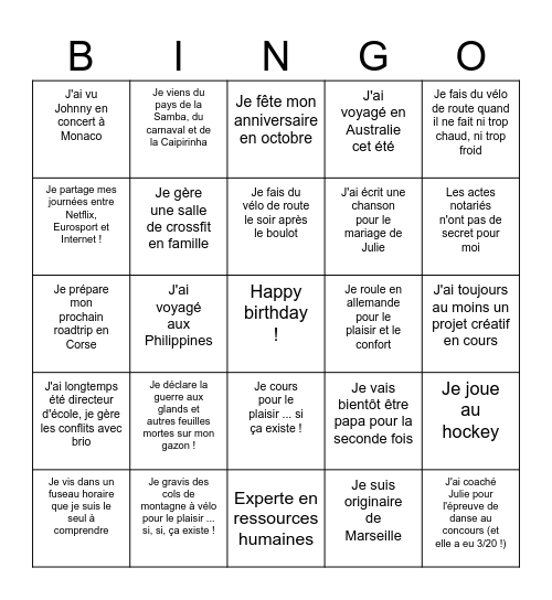 Le Bingo des Invités Bingo Card