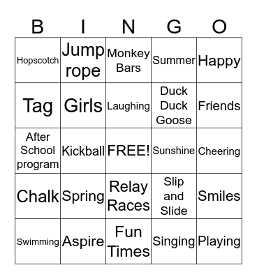 Fun & Games Bingo Card