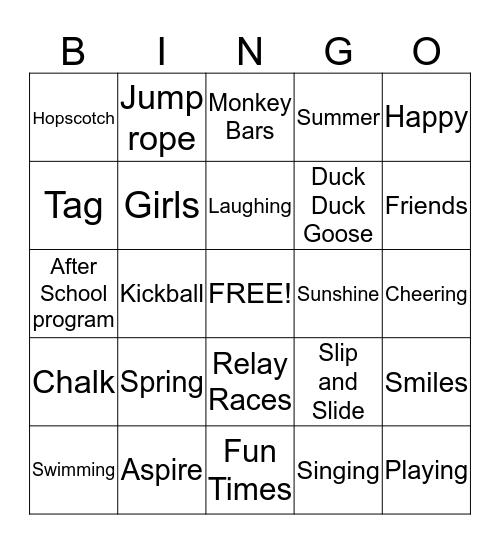 Fun & Games Bingo Card