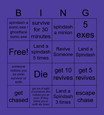 sonic spectral fades bingo Card
