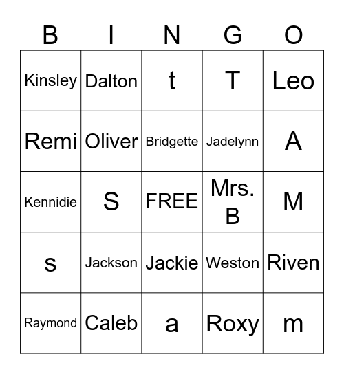 Name Bingo Card