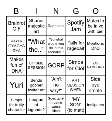 GORPACHUNGUS BINGO Card